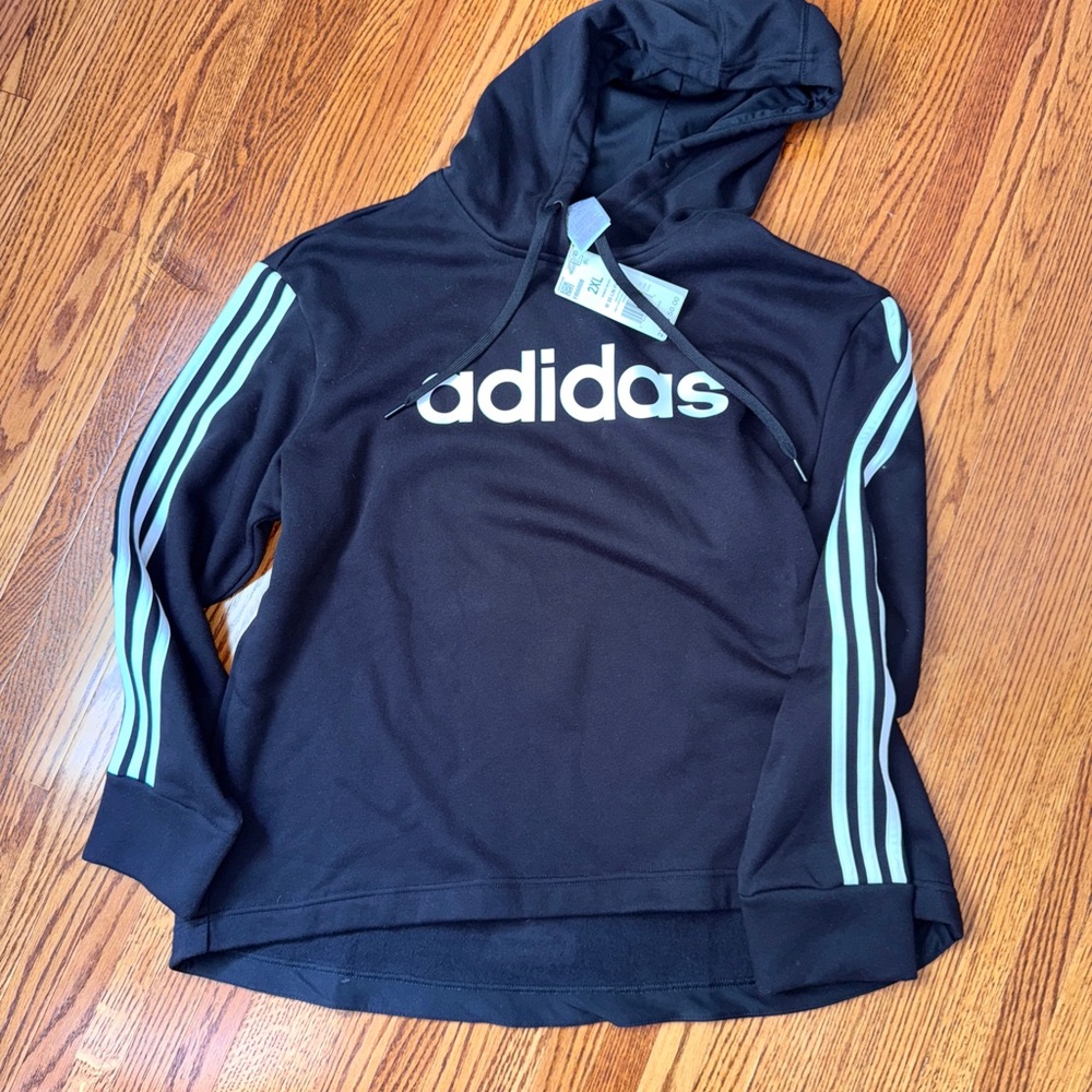 Adidas Black and Hoodie with White Stripes
